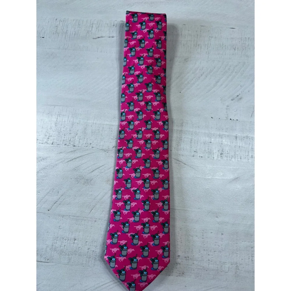 American Lifestyle Mens Pink Mint Julep Horse Racing Kentucky Derby Novelty Tie